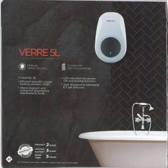Bajaj Shield Verre Plus 5L Geyser Features