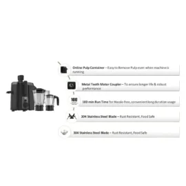 Havells Hexo 950W Mixer Grinder Features
