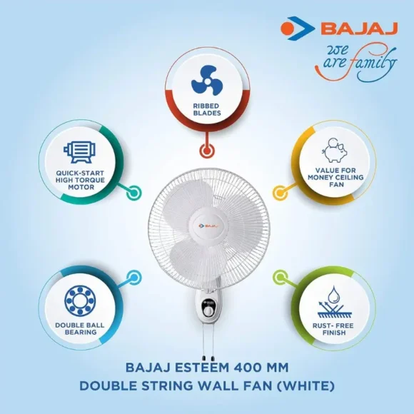 Bajaj Esteem 400mm Wall Fan Features