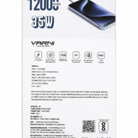 Varni Power X15 12,000mah Powerbank Back Side