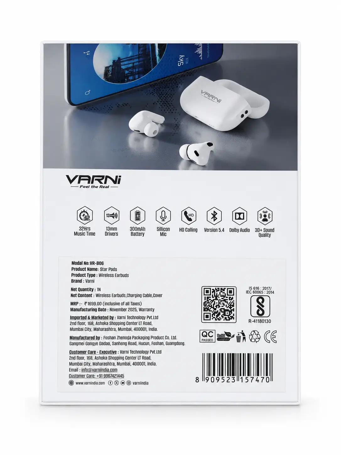 Varni Star Pods Earbuds 2 Varni Star Pods Earbuds Back Side