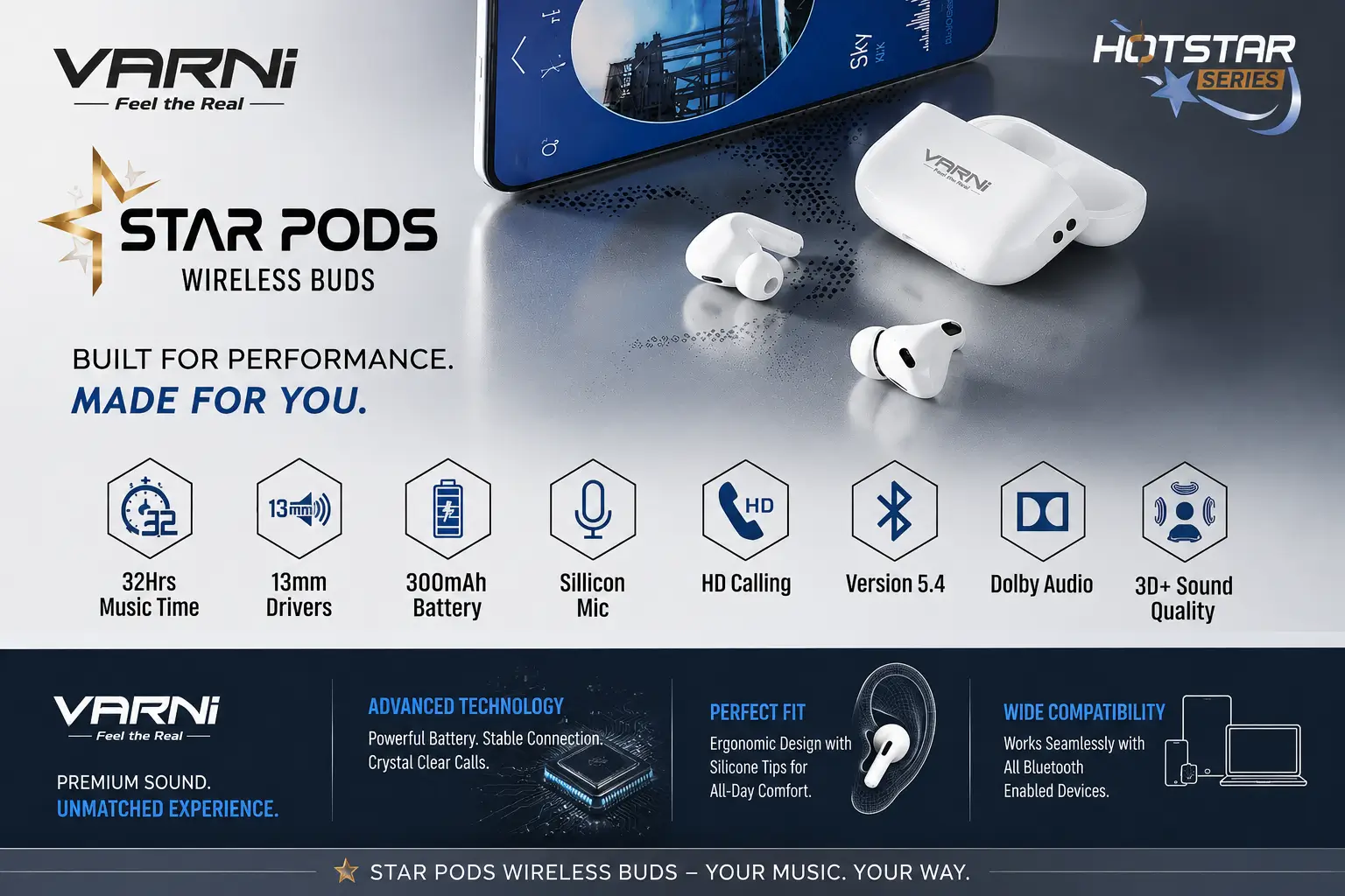 Varni Star Pods Earbuds 3 Varni Star Pods Earbuds Features