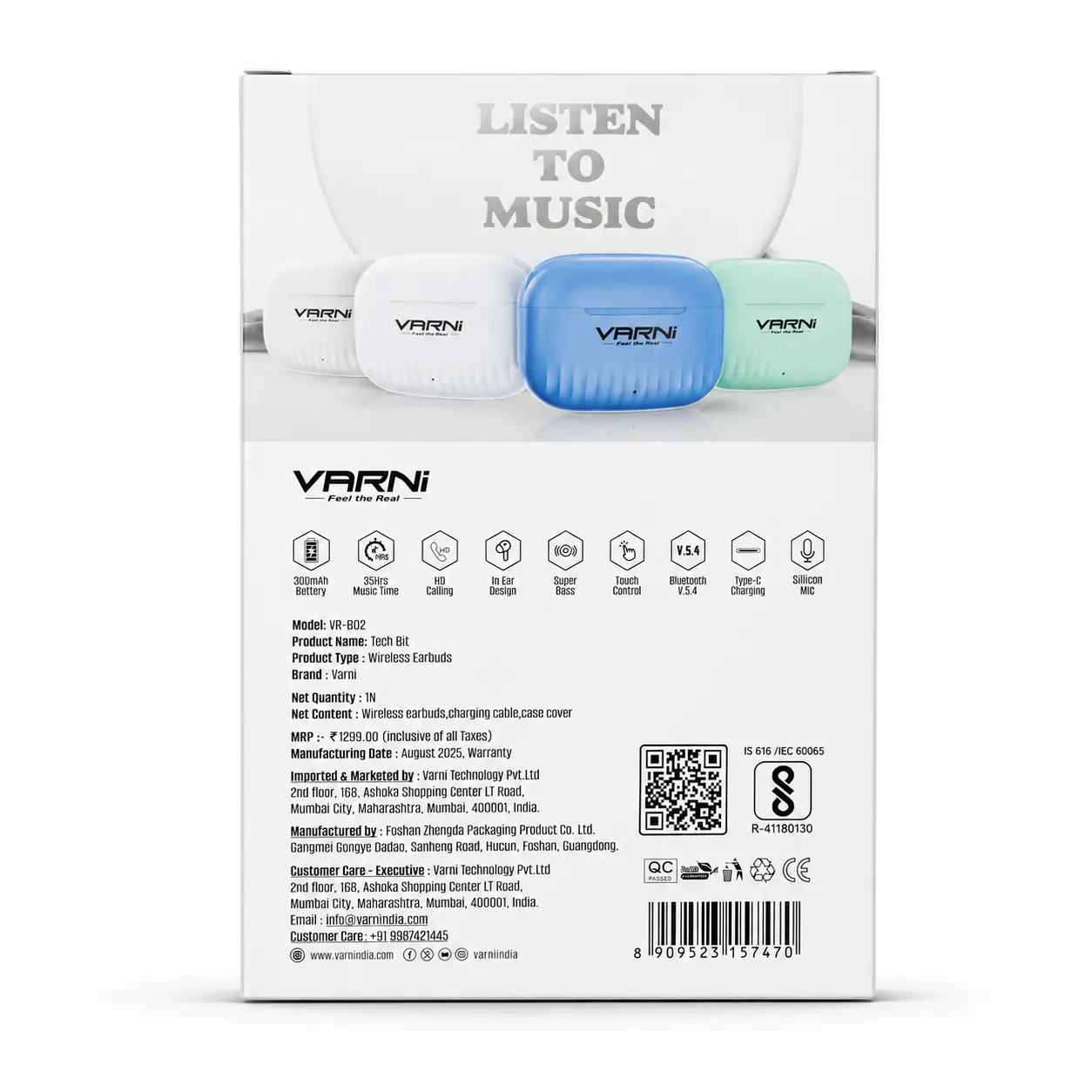 Varni Tech-bit Earbuds 2 Varni Tech-bit Earbuds Back Side
